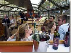 Inside an Amsterdam Canal cruise boat