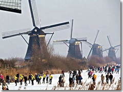 Ice skating at Kinderdijk