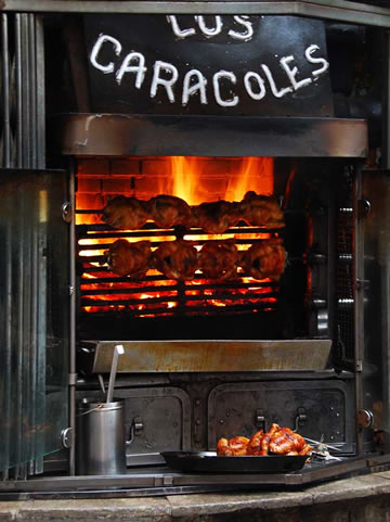 Rotisserie chickens at Los Caracoles, Barcelona