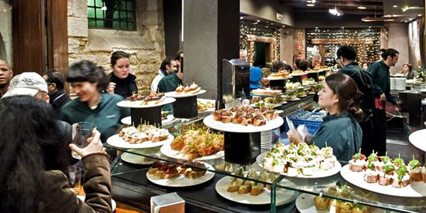 Tapas at the Sagardi in the Barri Gotic, Barcelona