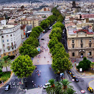 Les Rambles, the main boulevard of Barcelona