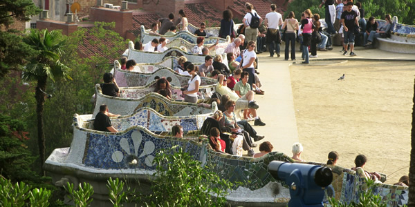 The curvy bench on the main square of Park Gell, Barcelona