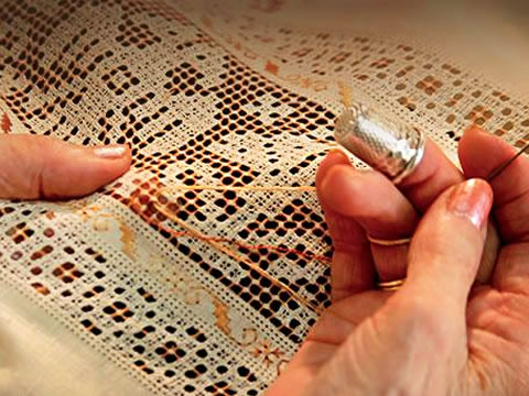 A lacemaker working in Barcelona's Poble Espanyol.