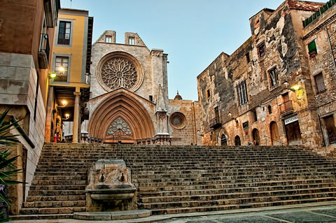 The facade of the Barcelona Cathedral