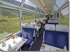 A second class car on the Glacier Express