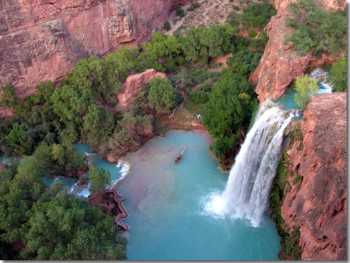 Havasu Falls (pre-2008) in Havasu Canyon, Havasuapi Indian Reservation, Grand Canyon, Arizona