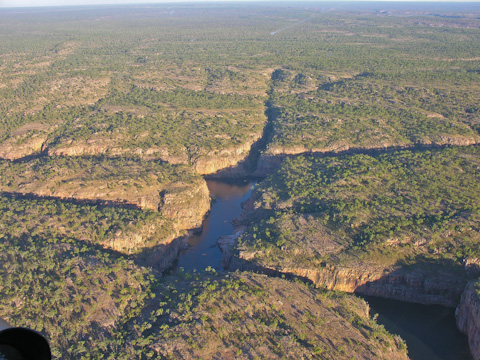 An aerial view of Katherine Gorge in Nitmiluk Naitonal Park, Australia