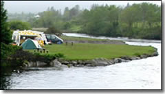 A campsite by the side of the little river in Sneem, County Kerry on the west coast of Ireland.