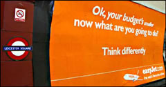 easyJet ad at a London Tube station