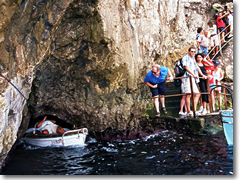 The tight squeeze through the entrance to Capri's Grotta Azzurra, or Blue Grotto