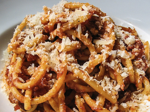 Bucatini all'amatriciana at Antica Hostaria La Romanesca on Campo de' Fiori in Rome