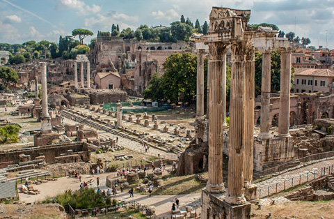 The western half of the Foro Romano in Rome