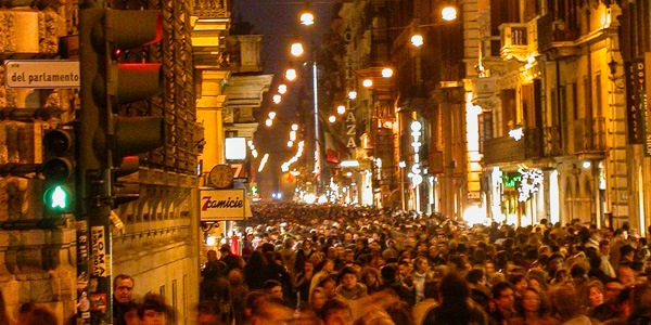 The evening passeggiata on Via del Corso