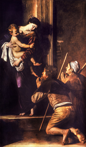 Caravaggio's Madonna de Loreto, or Madonna of the Pilgrims (1604–06), in the Church of Sant'Agostino in Rome