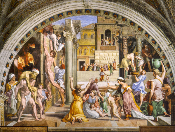 The Borgo Fire by Raphael in the Stanza dell'Incendio in the Vatican, Rome