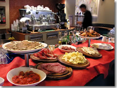 Stuzzichini at an aperitivo bar in Italy