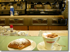 A simple breakfast at the corner bar in Italy