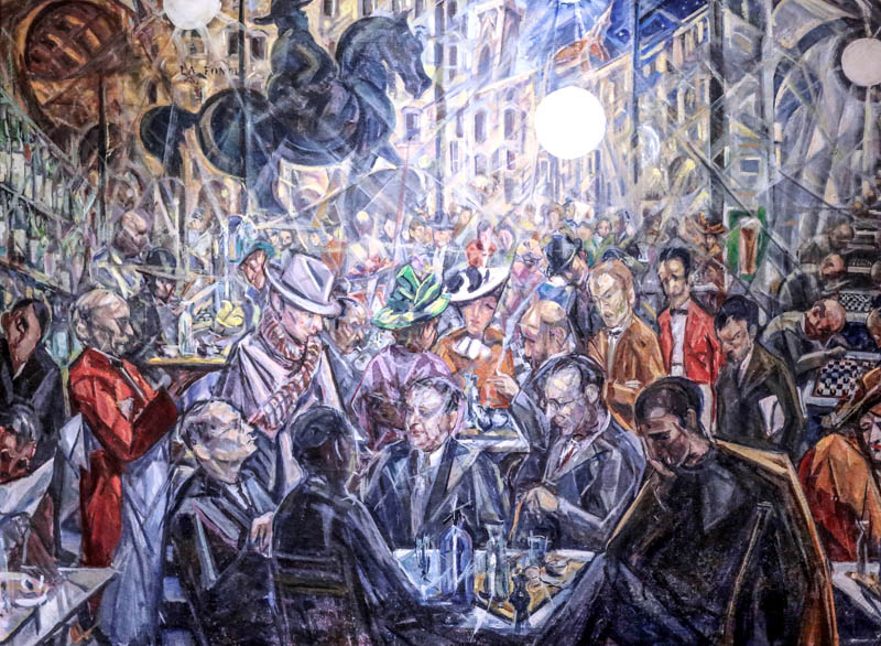 Baccio Maria Bacci's Salaria alle Giubbe Rosse (1930–40) is set in the famed cafe on Florence's Piazza della Repubblica, in the Galleria d'Arte Moderna at the Palazzo Pitti, Florence.