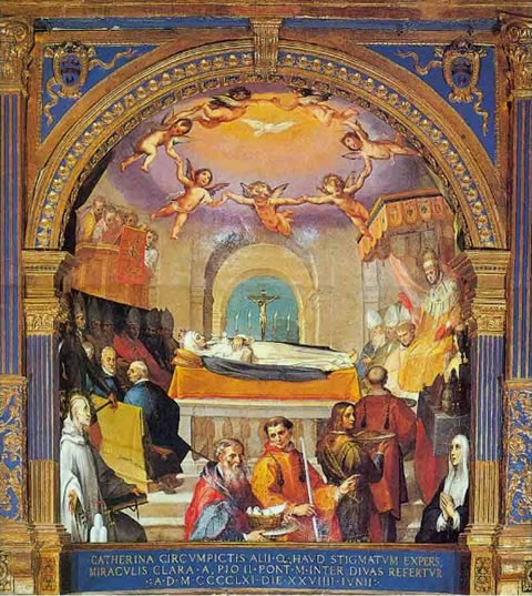 Francesco Vanni's Cannonization of St. Catherine of Siena (1600), in the Casa di Santa Caterina, Siena