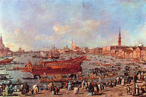 The Doge on the Bucintoro neat the Riva di Sant'Elena, Francesco Guardi