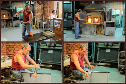 Glass blower artisan at work in Murano